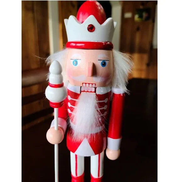 Red Christmas Nutcracker Soldier Holiday Decor Wooden Statue Xmas Decoration - Picture 2 of 6